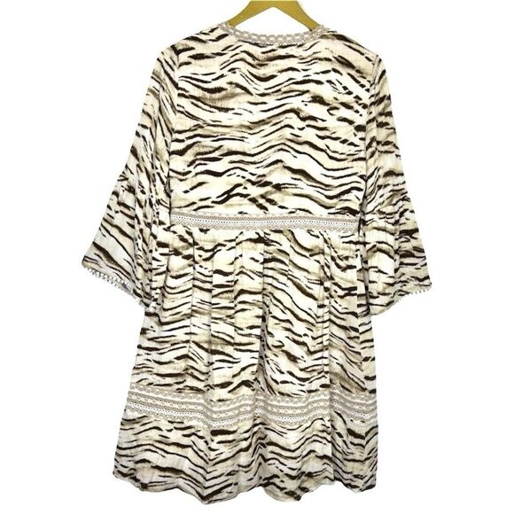 INC Babydoll Tunic Dress Small Beige Flared Sleeve Crochet Fairy Forest Boho Y2K - Picture 5 of 9